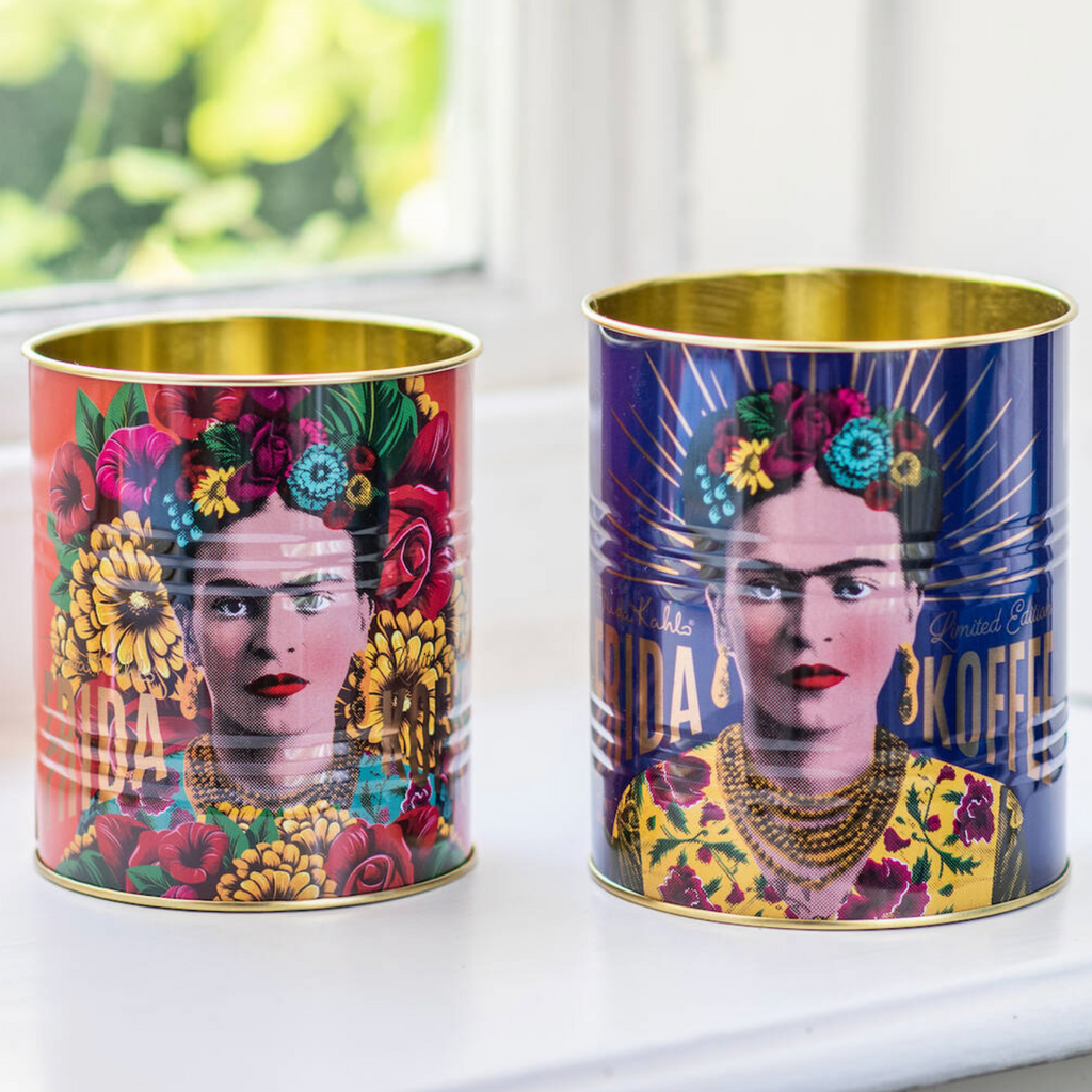 Set Planter & Storage Of Two Frida Kahlo Metal Tins