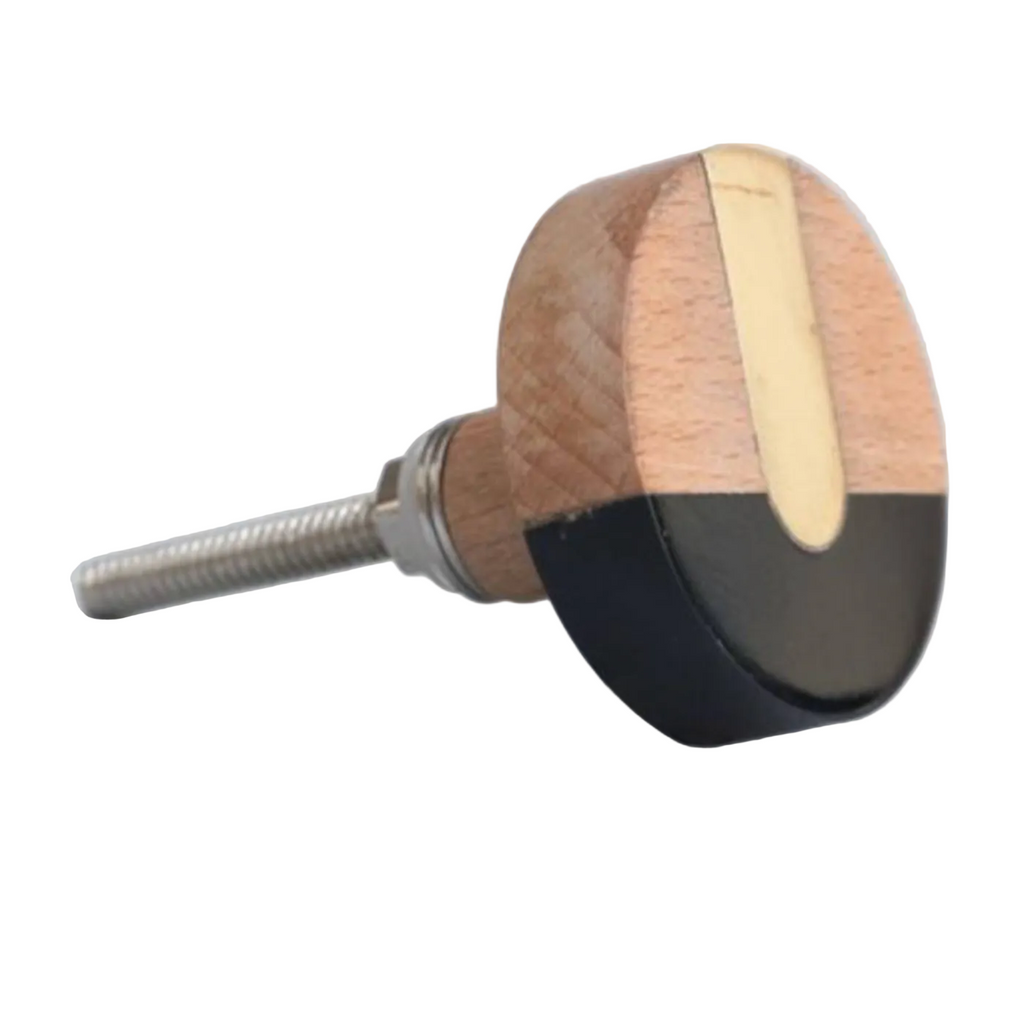 Geometric Wood and Brass Knob