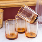 Set of Four Gold Rim Fine Glass Tumblers