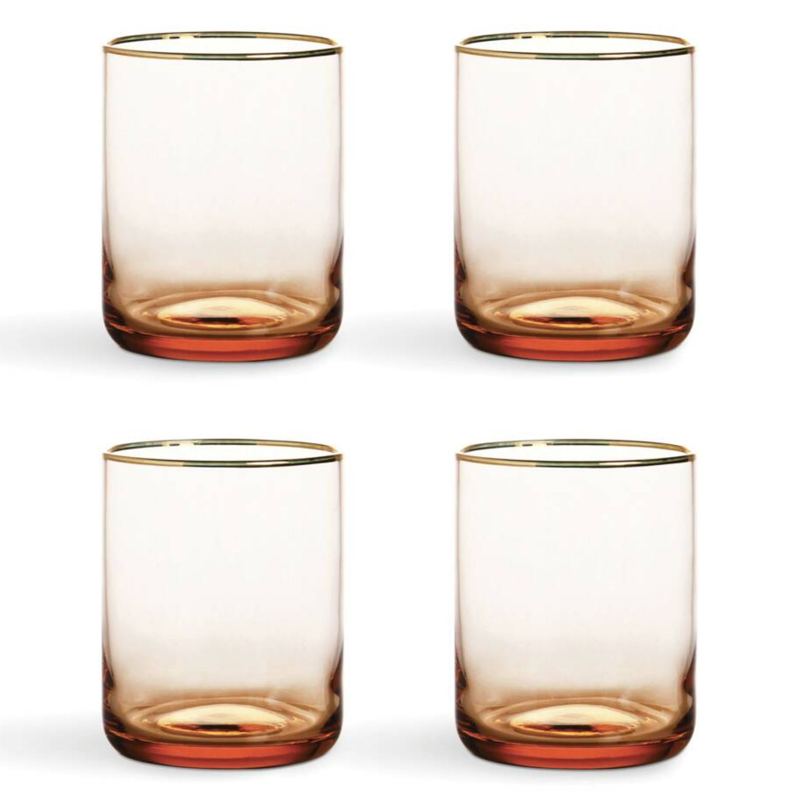 Set of Four Gold Rim Fine Glass Tumblers