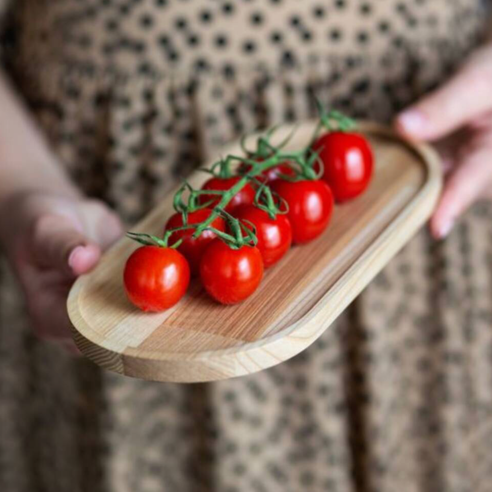 Handmade Solid Ash Natural Wood Oval Serving Tray