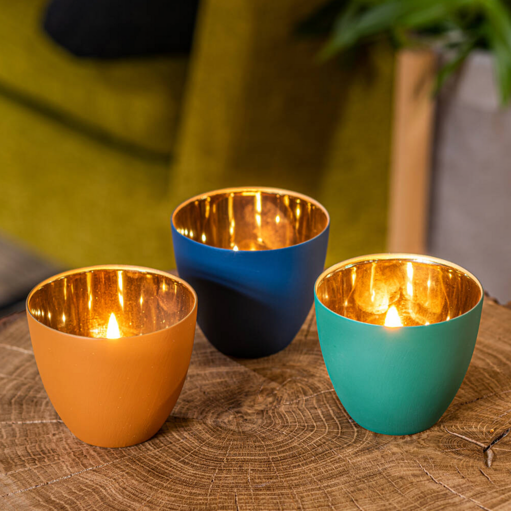 Porcelain Gold Lined Votive Candle Holder