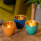 Porcelain Gold Lined Votive Candle Holder