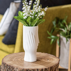 Elegant Matte White Face & Hands Stoneware Vase
