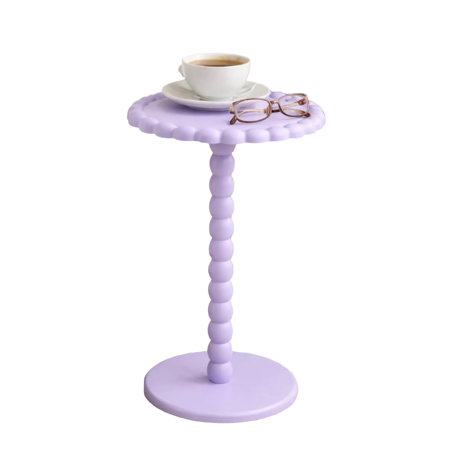 Beaded Side Round Pedestal Accent Table