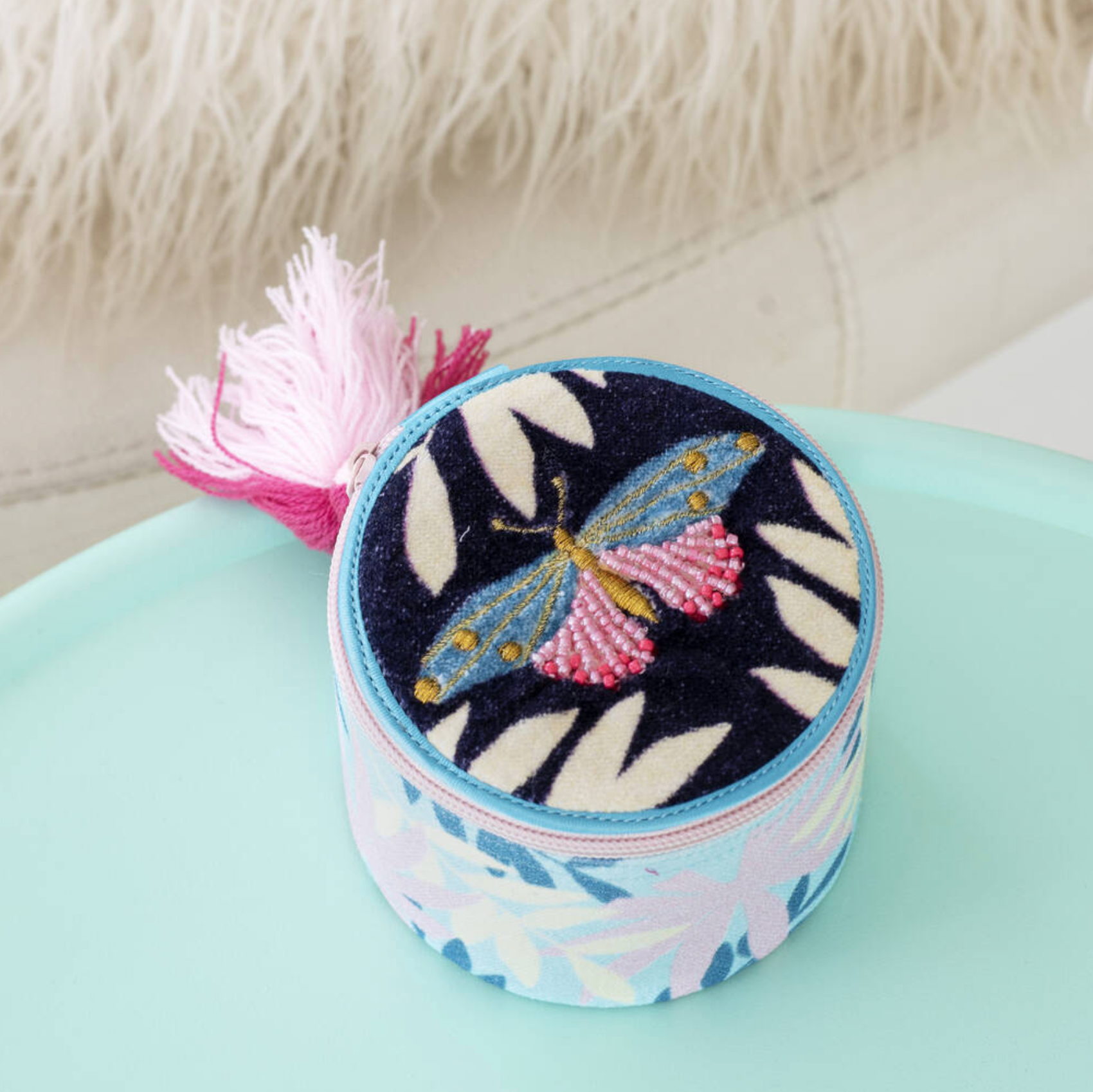 Jewelled Embroidered Jewellery Box