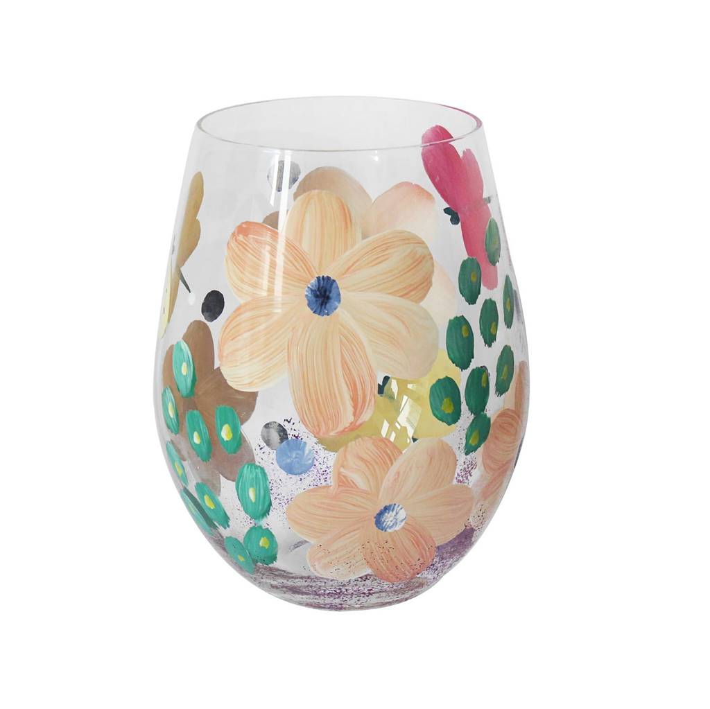 Hand Painted Flower Glass Tumbler