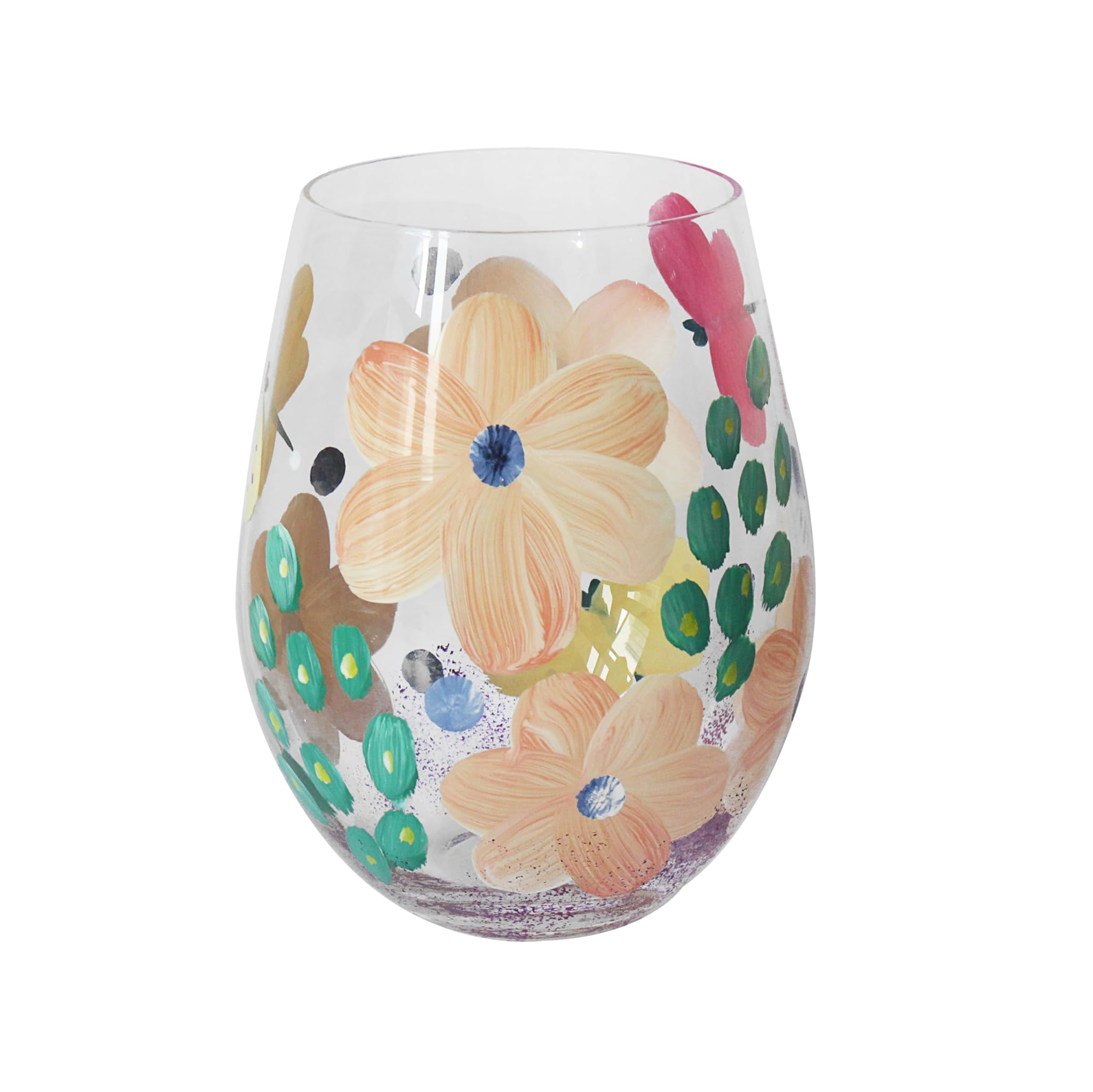 Hand Painted Flower Glass Tumbler