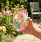 Hand Painted Flower Glass Tumbler