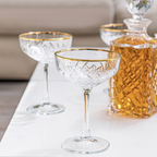 Set of Two Gold Rimmed Champagne Coupes