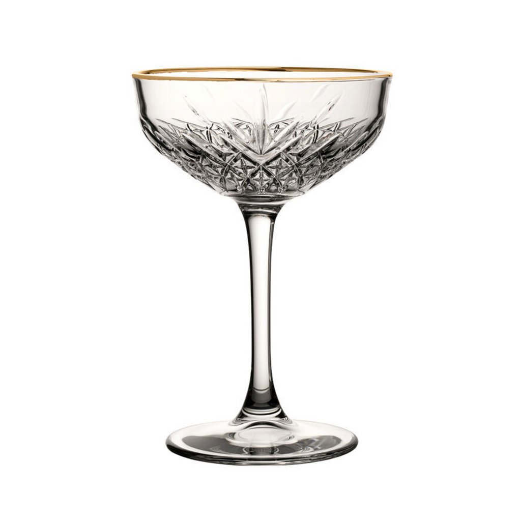 Set of Two Gold Rimmed Champagne Coupes