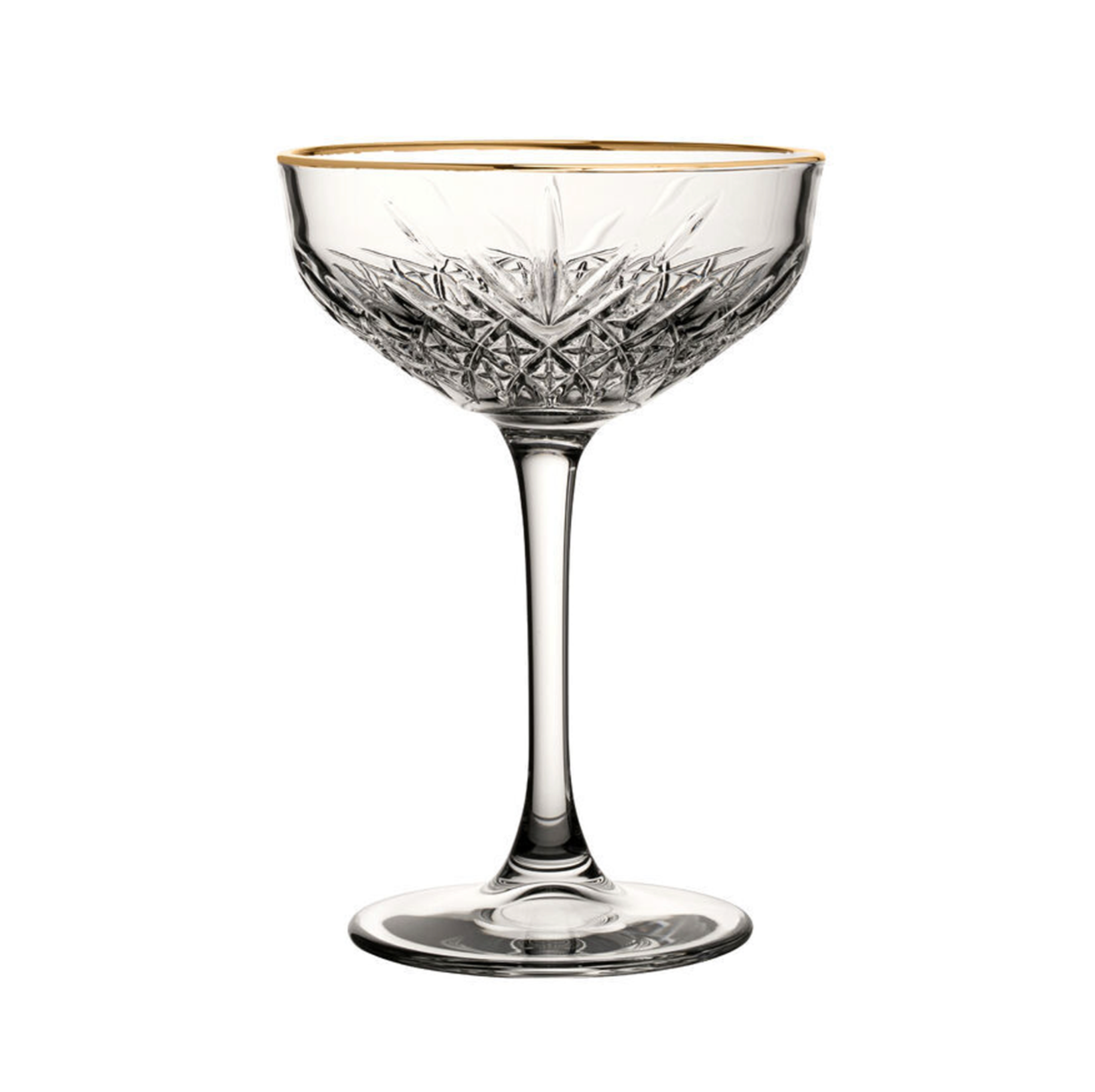 Set of Two Gold Rimmed Champagne Coupes
