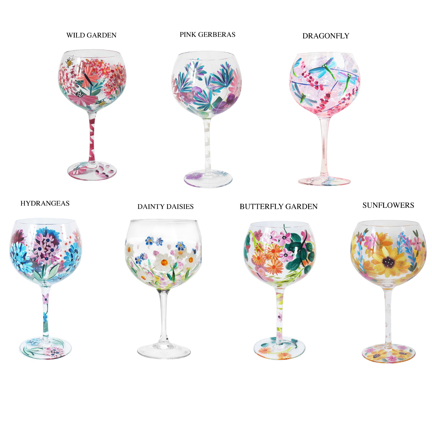 Hand Painted Gin Glasses