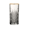 Vintage Cut Glass Highball Tumbler with Gold Rim