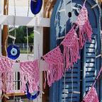 Pink Cotton Boho Macrame Garland