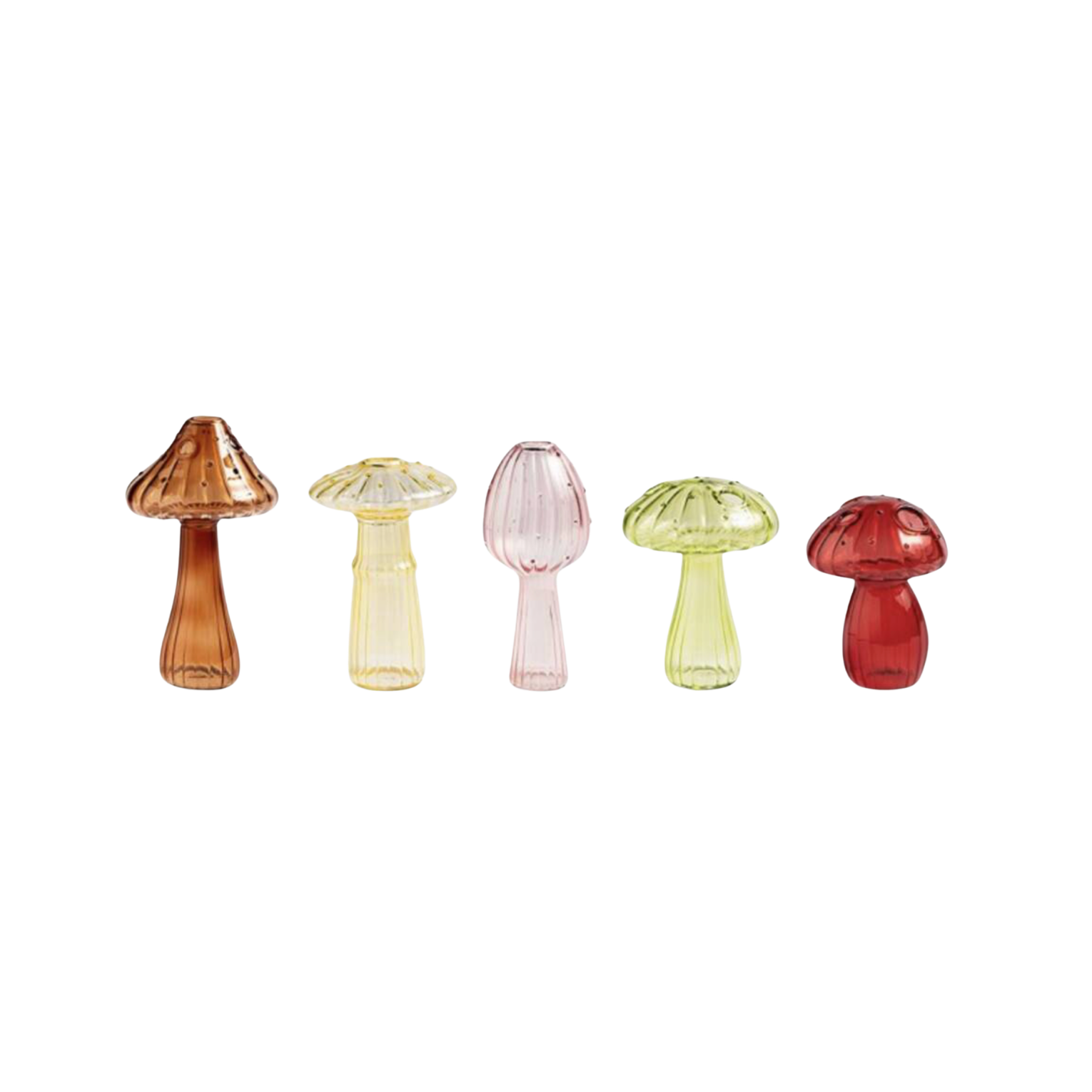 Delicate Mushroom Glass Bud Vases