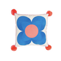 Embroidered with Giant Pom Poms Flower Cushion