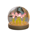 Handmade Terrarium Faux Tulip LED Light Glass Dome