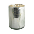 Vintage SilverRibbed Hurricane Glass Candle Holder