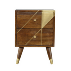 Mango Wood Geometric Bedside Table