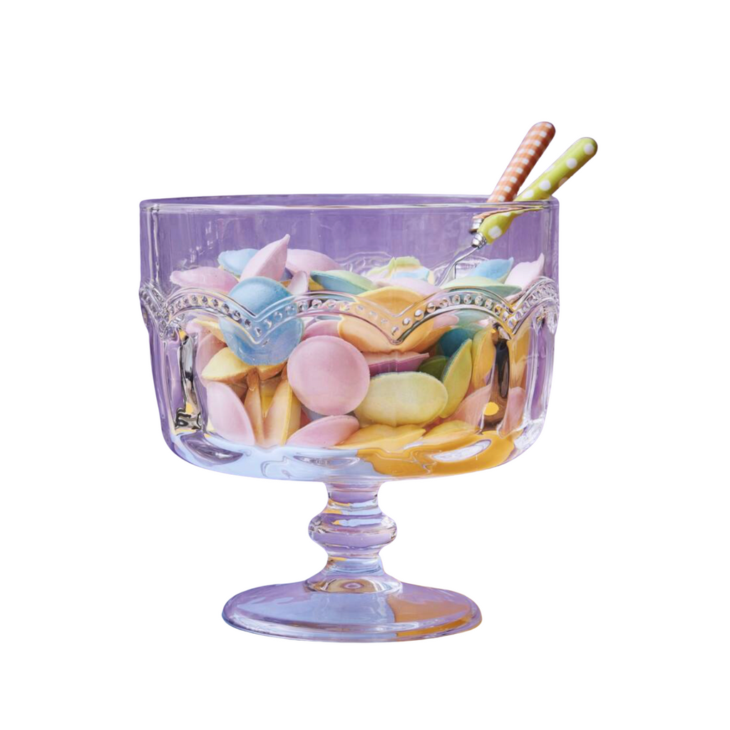 Glass Vintage Scalloped Retro Style Trifle Bowl