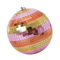 Pink, Gold & Orange Stripe Mirror Ball