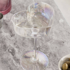 Iridescent Pair of Heart Champagne Coupe Glasses