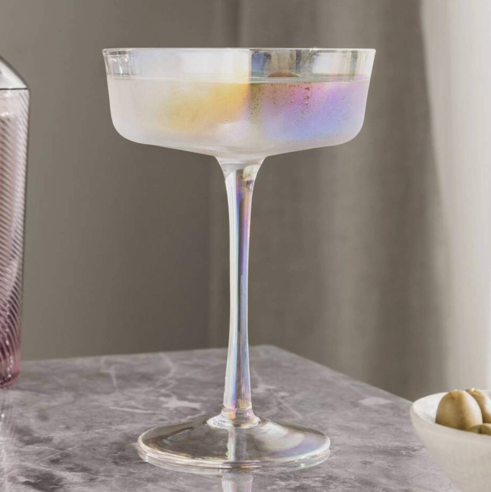 Iridescent Pair of Heart Champagne Coupe Glasses
