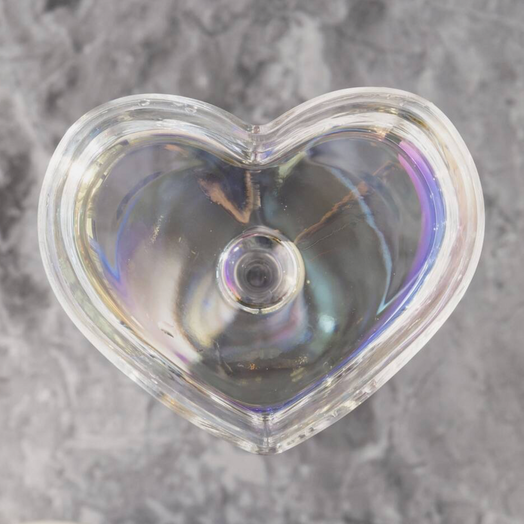 Iridescent Pair of Heart Champagne Coupe Glasses