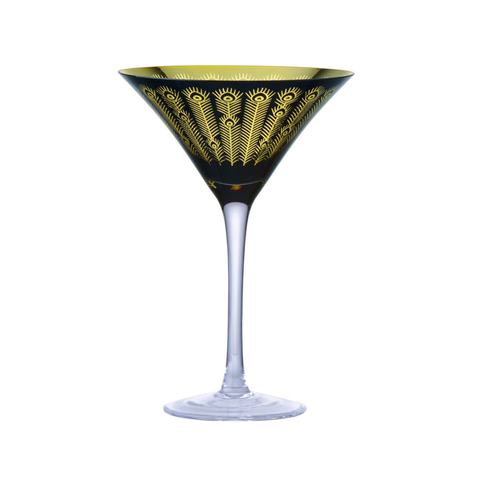 Electroplated Midnight Peacock Martini Glass