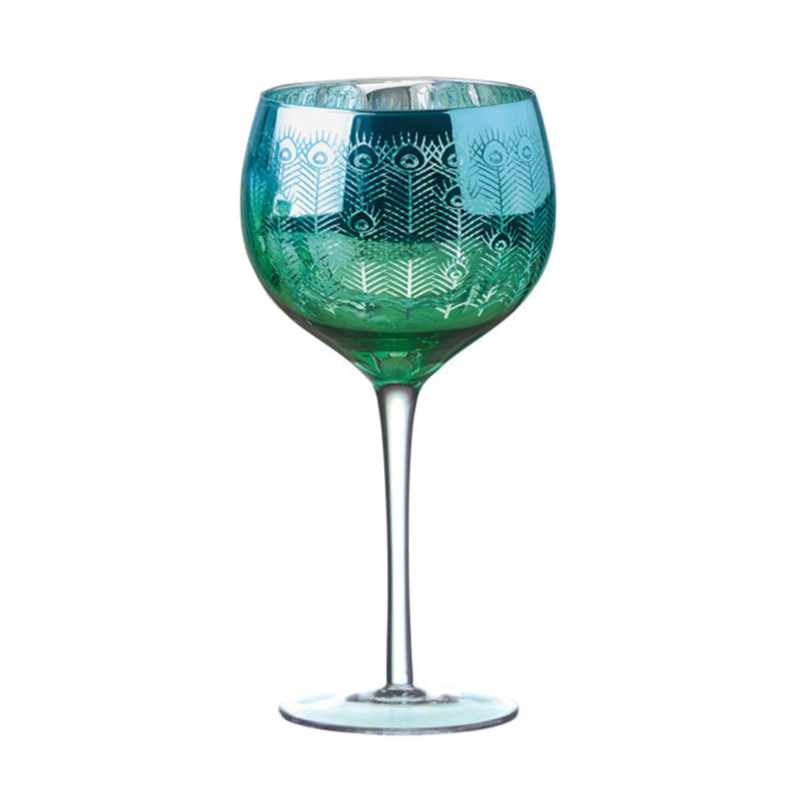 Peacock Blues Electroplated Gin Glass
