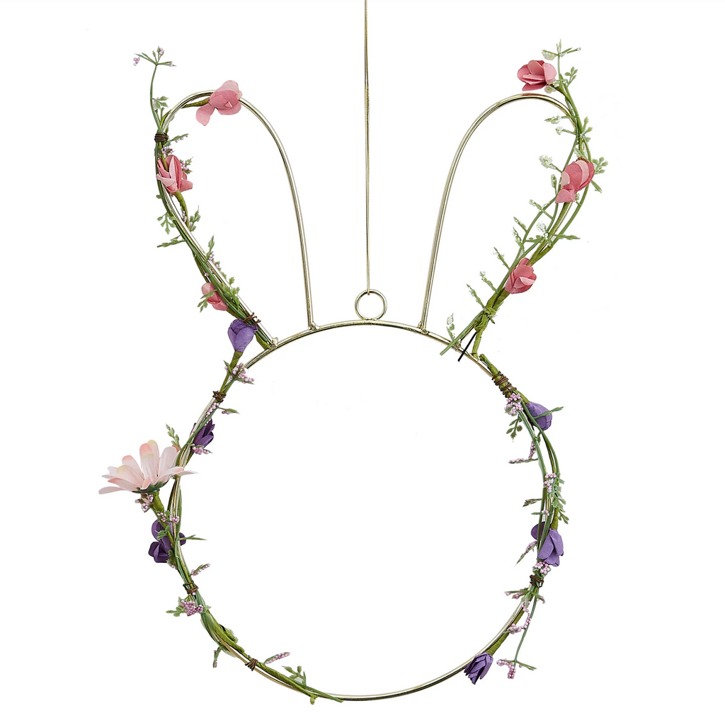 Gold Wire Easter Bunny Wreath With Foliage
