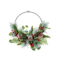 Red Berry Christmas Half Wreath With Christmas Ribbon