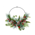 Red Berry Christmas Half Wreath With Christmas Ribbon