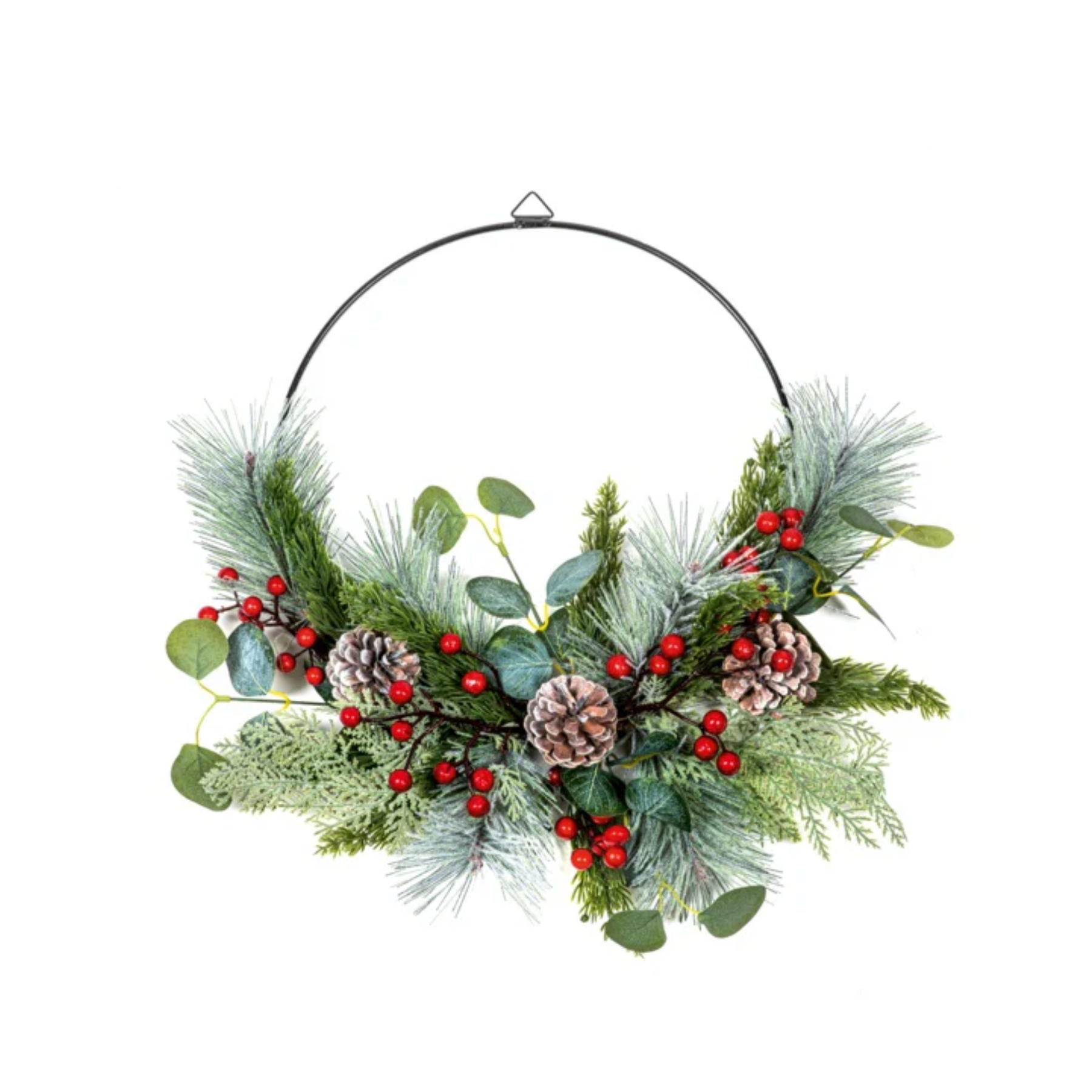 Red Berry Christmas Half Wreath With Christmas Ribbon