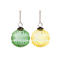 Vintage Green And Yellow Style Glass Baubles