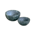 Set Of Two Green Marble Curved Pinch Pots