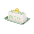 Hand Painted Green Check Butter Dish product listing screenshot showing price and product details