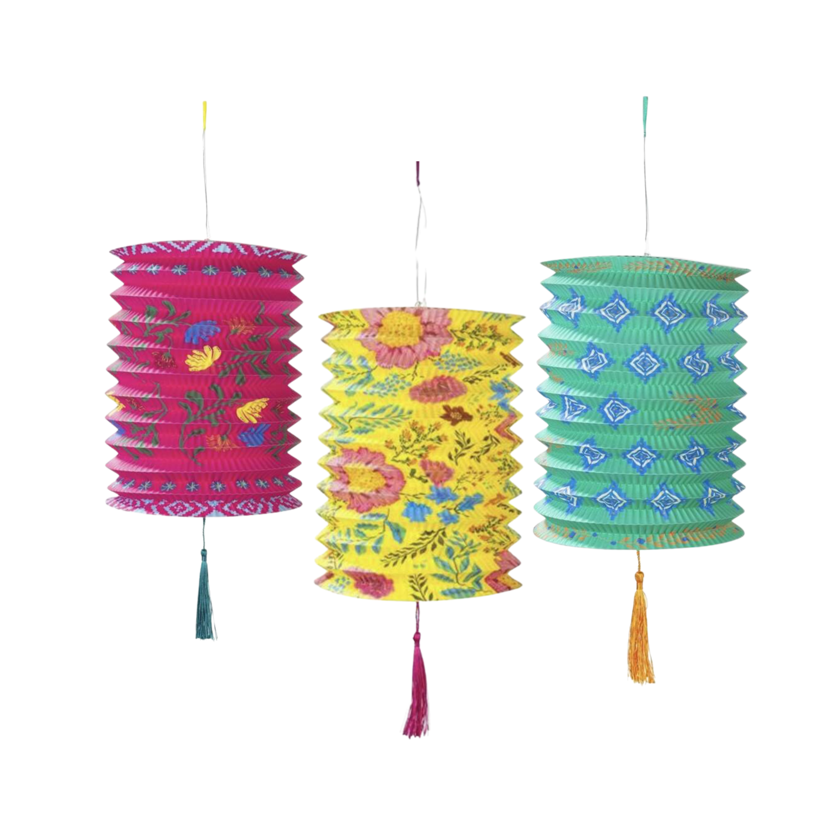 Three Paper Lantern Decorations product listing screenshot showing price and product details