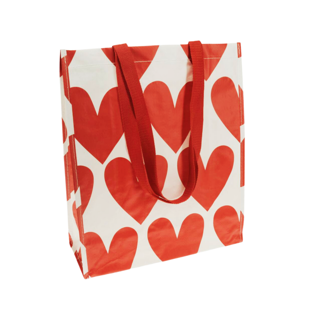 Recycled Hearts Shopping Bag product listing screenshot showing price and product details