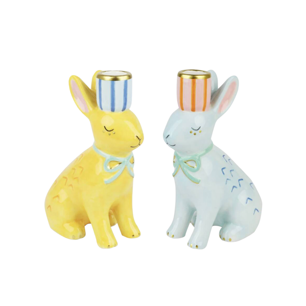 Hand Painted Bunnies Ceramic Candle Holder product listing screenshot showing price and product details