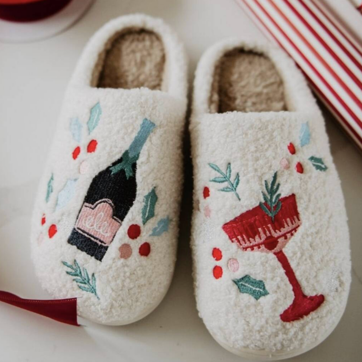 Personalised cotton gift bag for Champagne Cocktail O’Clock slippers