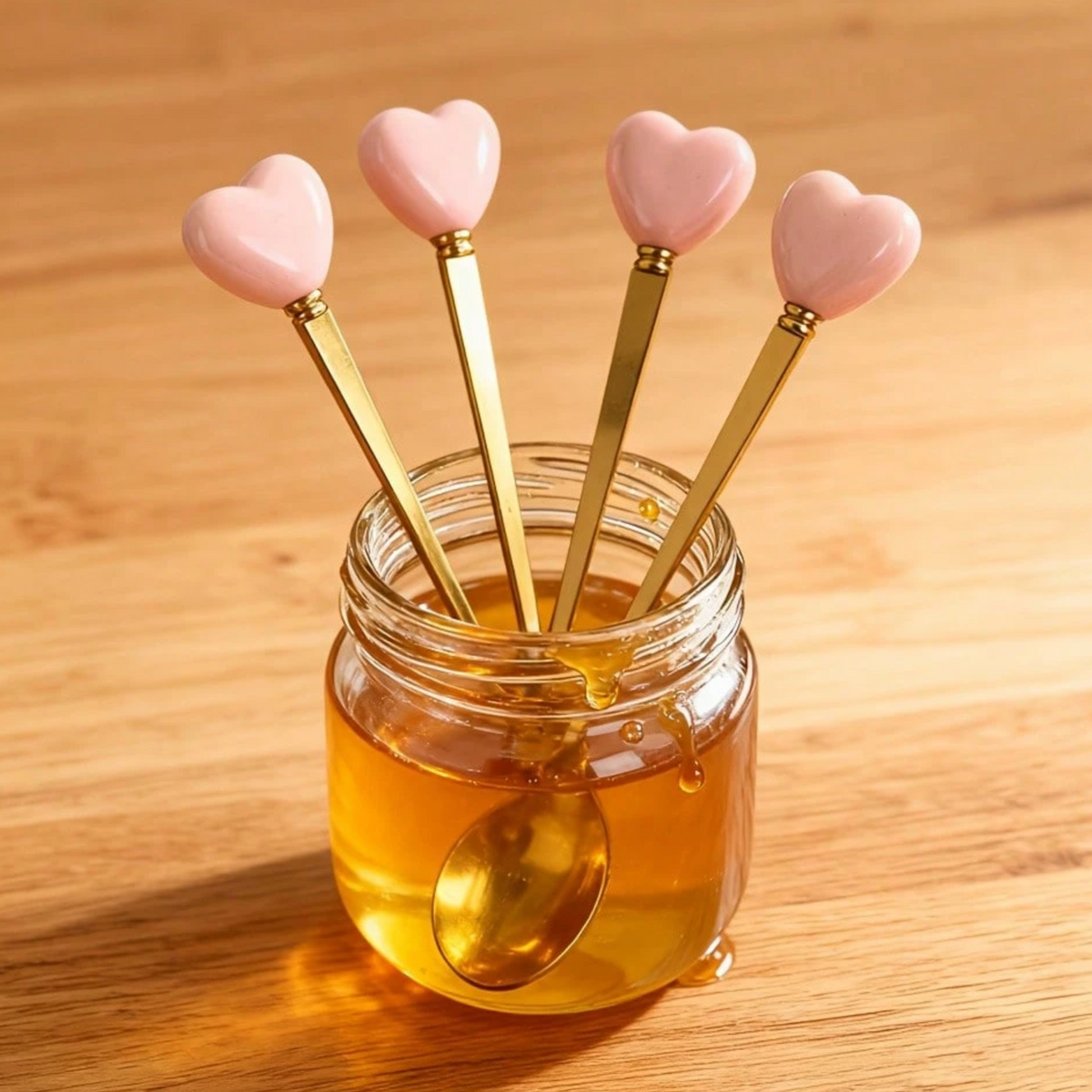 Gold heart-handle cutlery used with a dessert and coffee