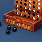 Personalised wooden Travel Four In A Row game engraved Grandad's with glass marbles