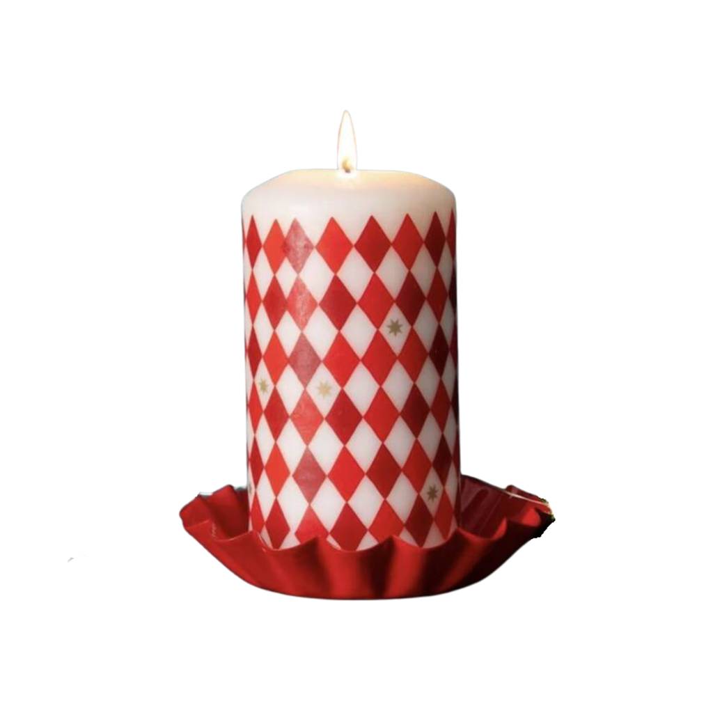 Red Harlequin Pillar Candle