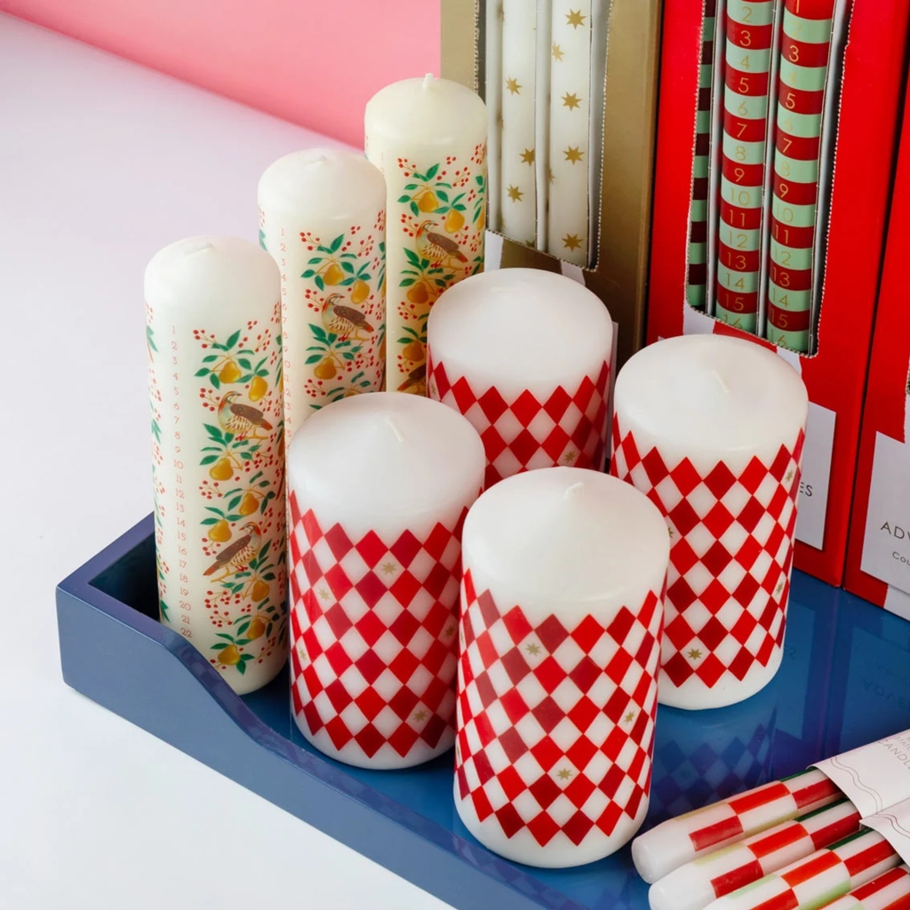 Red Harlequin Pillar Candle