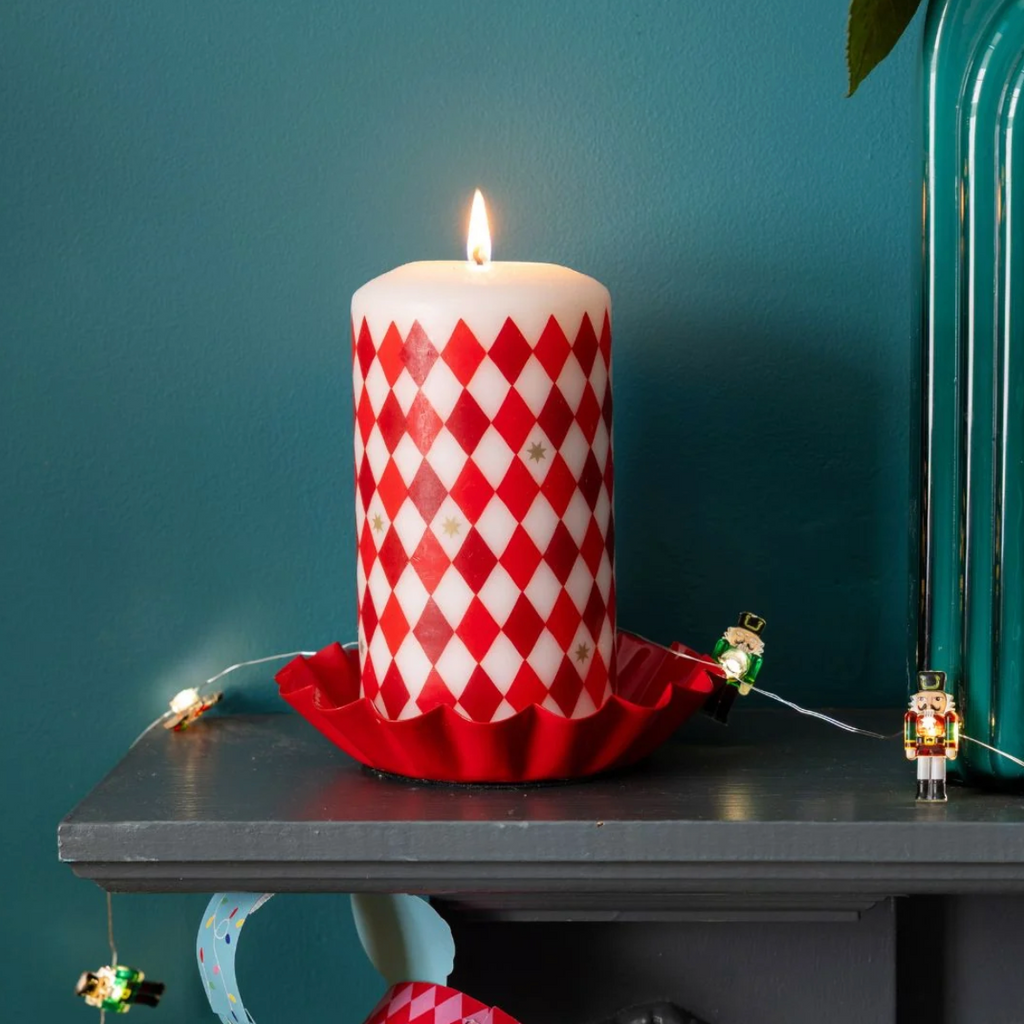 Red Harlequin Pillar Candle