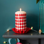 Red Harlequin Pillar Candle