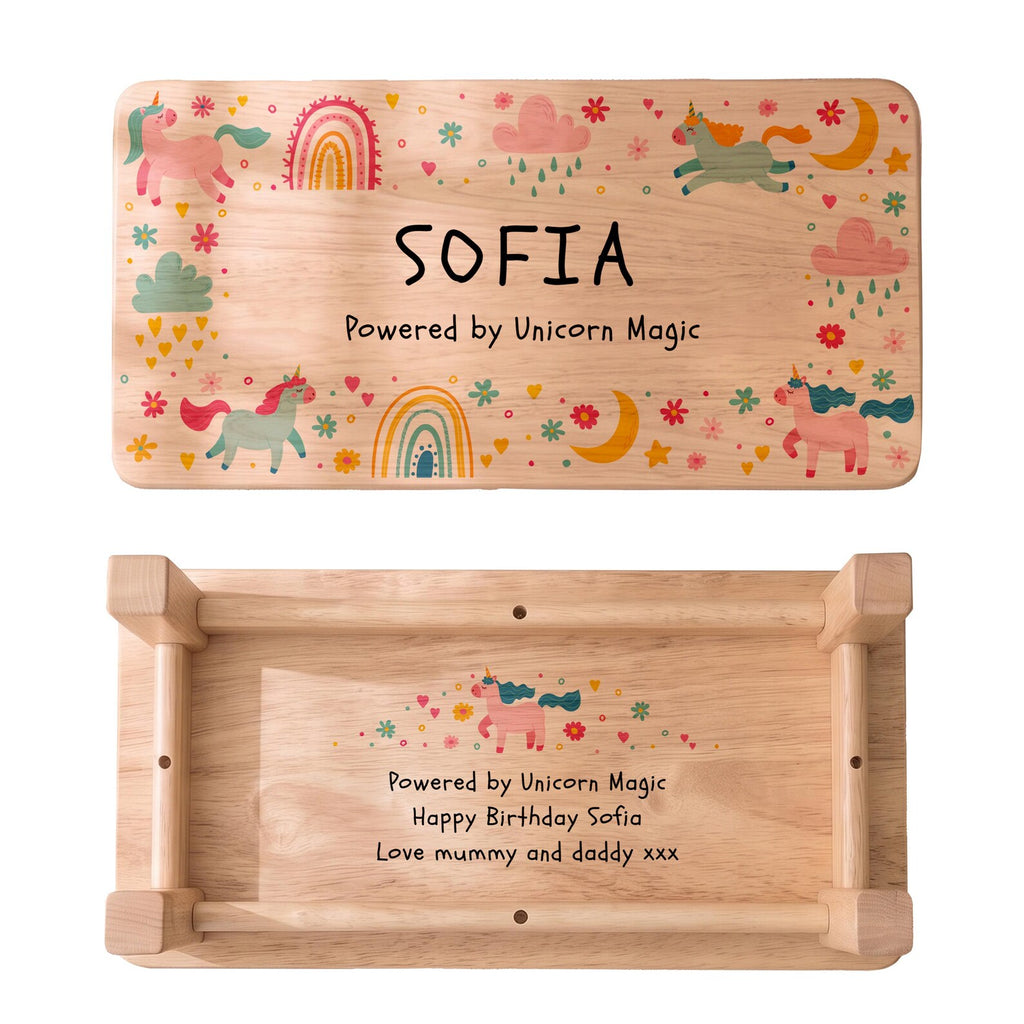 Personalised Colourful Unicorn Wooden Stool
