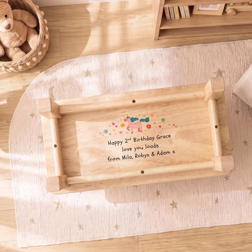 Personalised Colourful Unicorn Wooden Stool